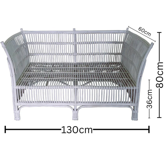 Cane 2 Seater Sofa - white