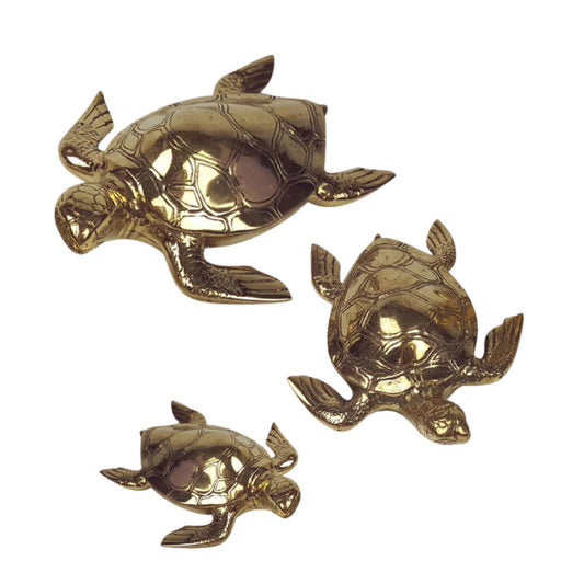 Brass Turtle Sculpture – Solid Polished Brass (4 Sizes Available)