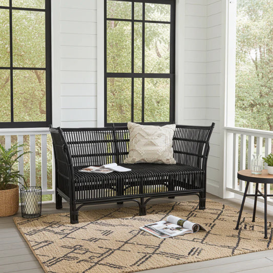 Cane 2 Seater Sofa - Black