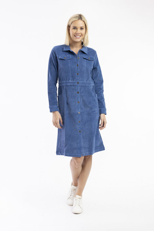 Cord Solid Dress Button - Blue