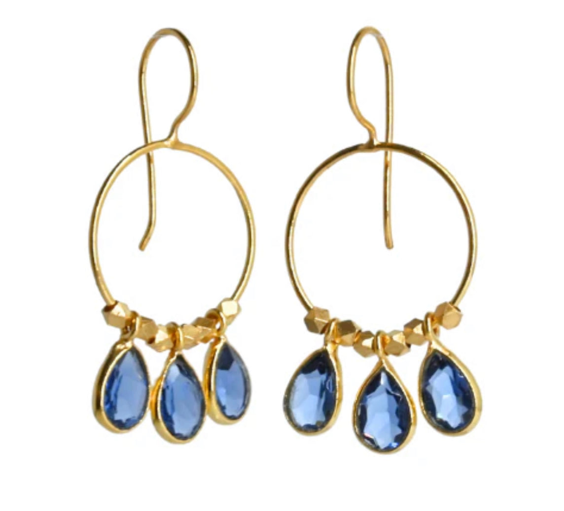 Euro Gold Gemstone Drop Earrings A266A (Various)