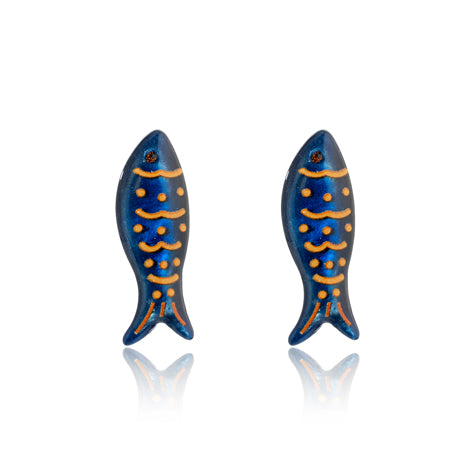 ARIEL Earrings (Blue Fish) - Studs