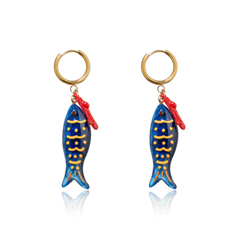 ARIEL Earrings (Dangly Blue Fish)