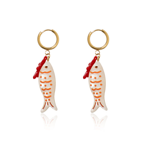 ARIEL Earrings (Dangly White Fish)