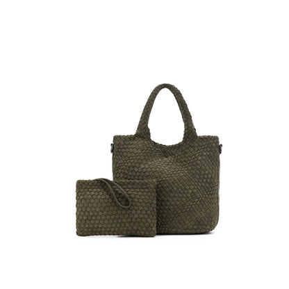 Arielle Dark Olive 2 Piece Suede Handbag