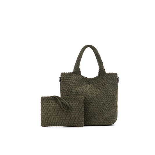 Arielle Dark Olive 2 Piece Suede Handbag