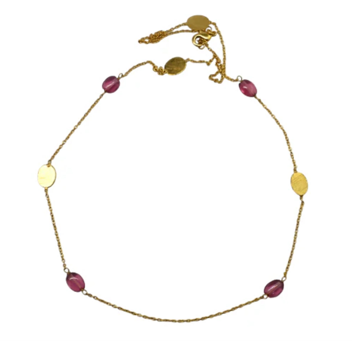 Euro gold Gemstone linked necklace A180