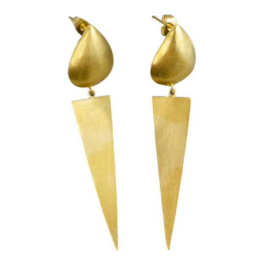MW Gold Stud Triangle Drop Earrings