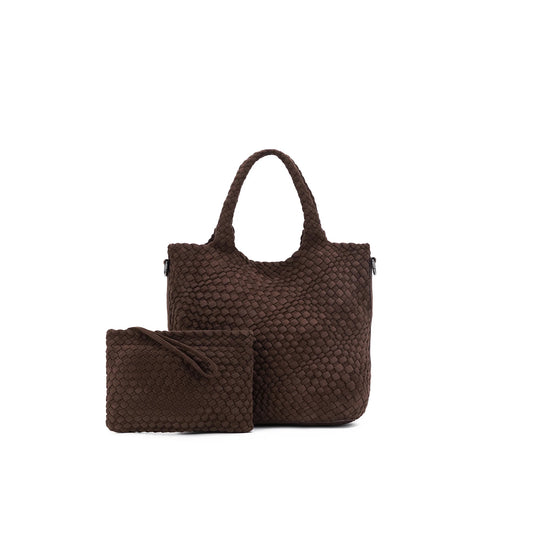 Arielle Chocolate 2 Piece Suede Handbag