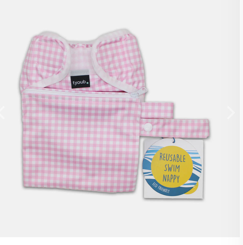 Tyoub Pink Check Swim Bag set