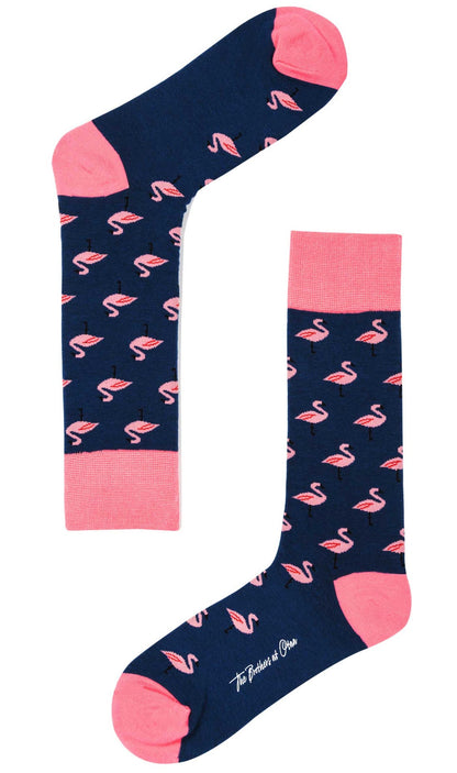 Navy Blue Flamingo Socks for Men