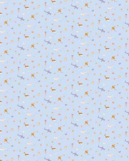 Ocean Creatures Sky Organic Fitted Cot Sheet