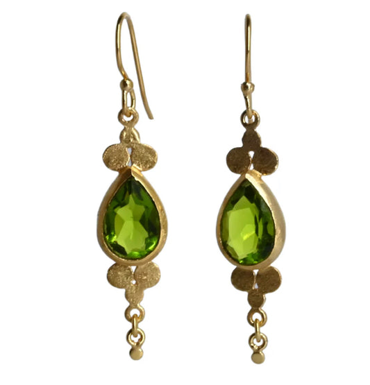 Euro Gold Peridot Drop Earrings A264