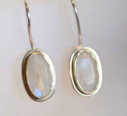 MW Lux Long Oval Gemstone Hook Earrings
