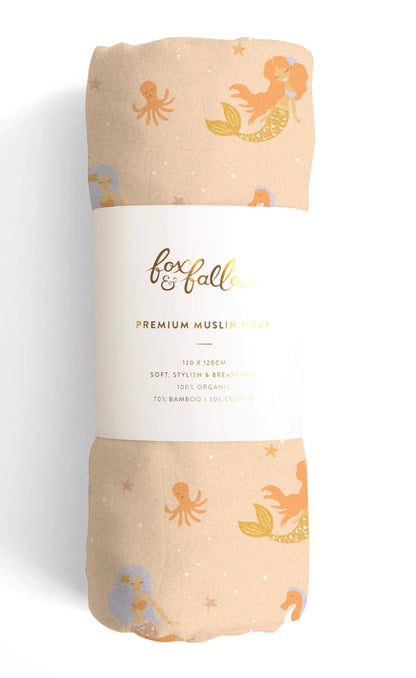 Mermaids Organic Muslin Wrap Swaddle