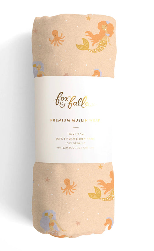 Mermaids Organic Muslin Wrap Swaddle