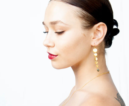 MW Gold Drop Gemstone Earrings A91 (Various)