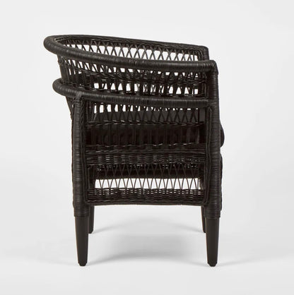 Livingstone Wicker Armchair Black/Black Cushion - Outdoor Under-cover