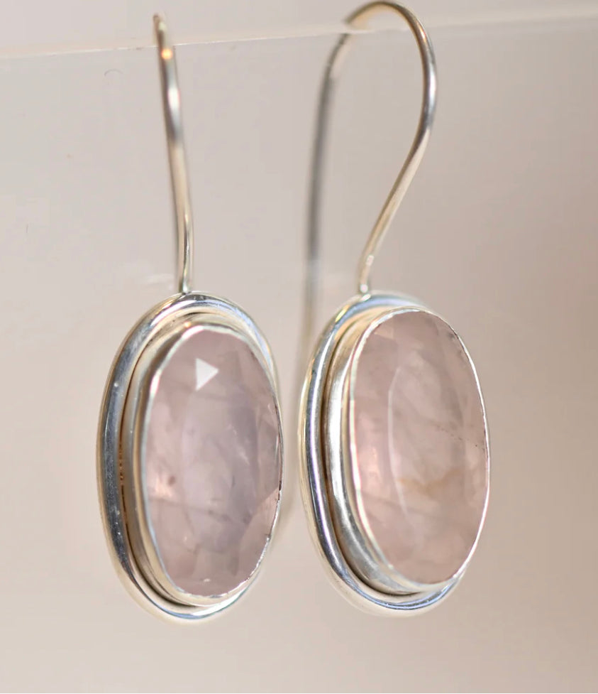 MW Lux Long Oval Gemstone Hook Earrings