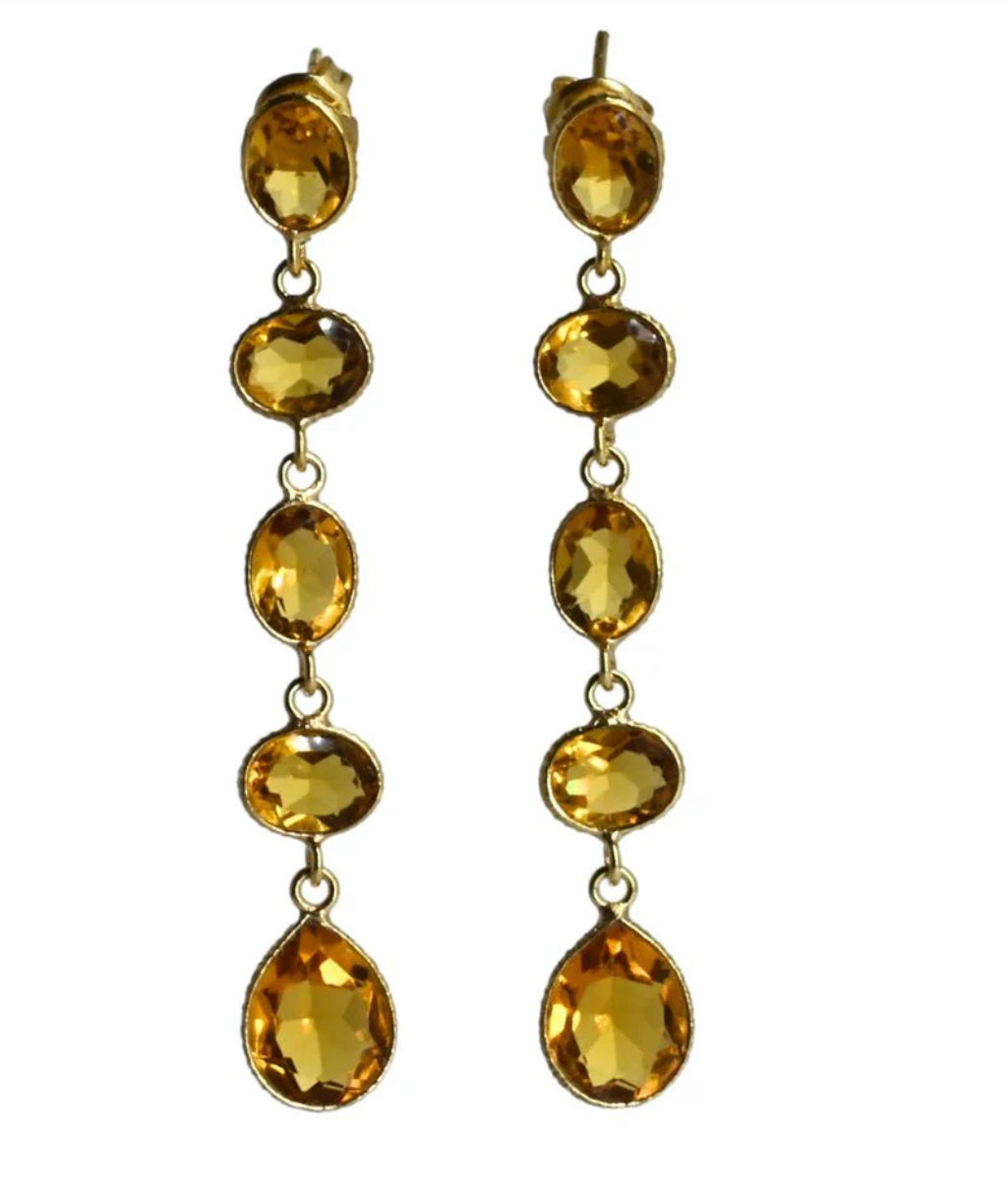 Euro Gold Earrings A248 Fabulous  Long Gem Drops.