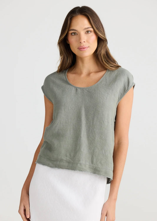 Pisa Top in Pistachio Linen