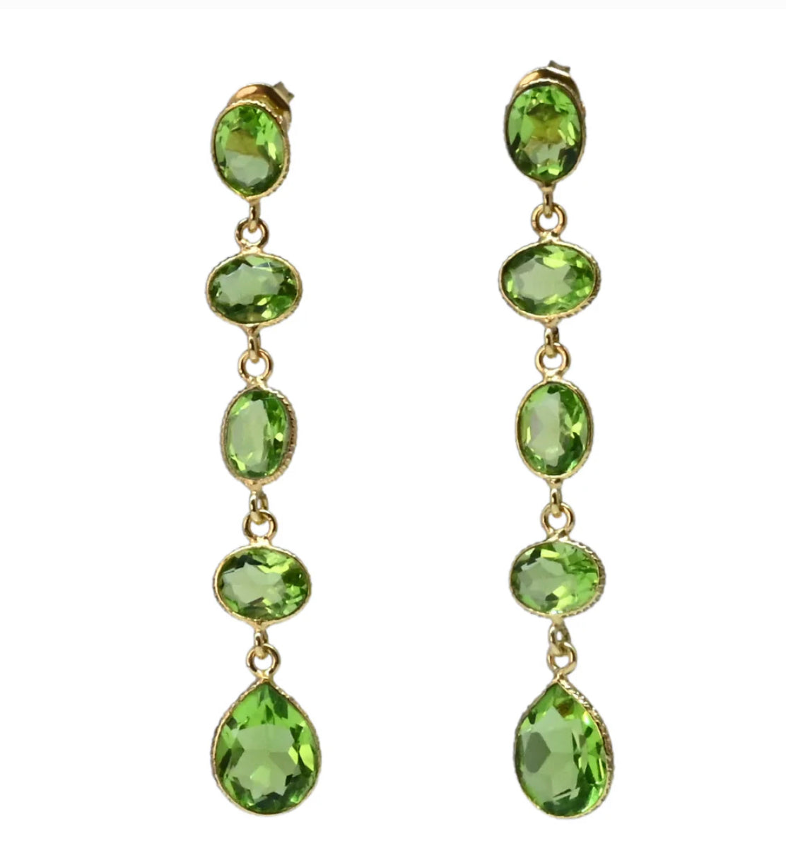 Euro Gold Earrings A248 Fabulous  Long Gem Drops.