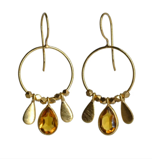 Euro Gold Gemstone Drop Earrings A266 (Various)