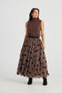 Carrie Skirt in Tan Floral Dot