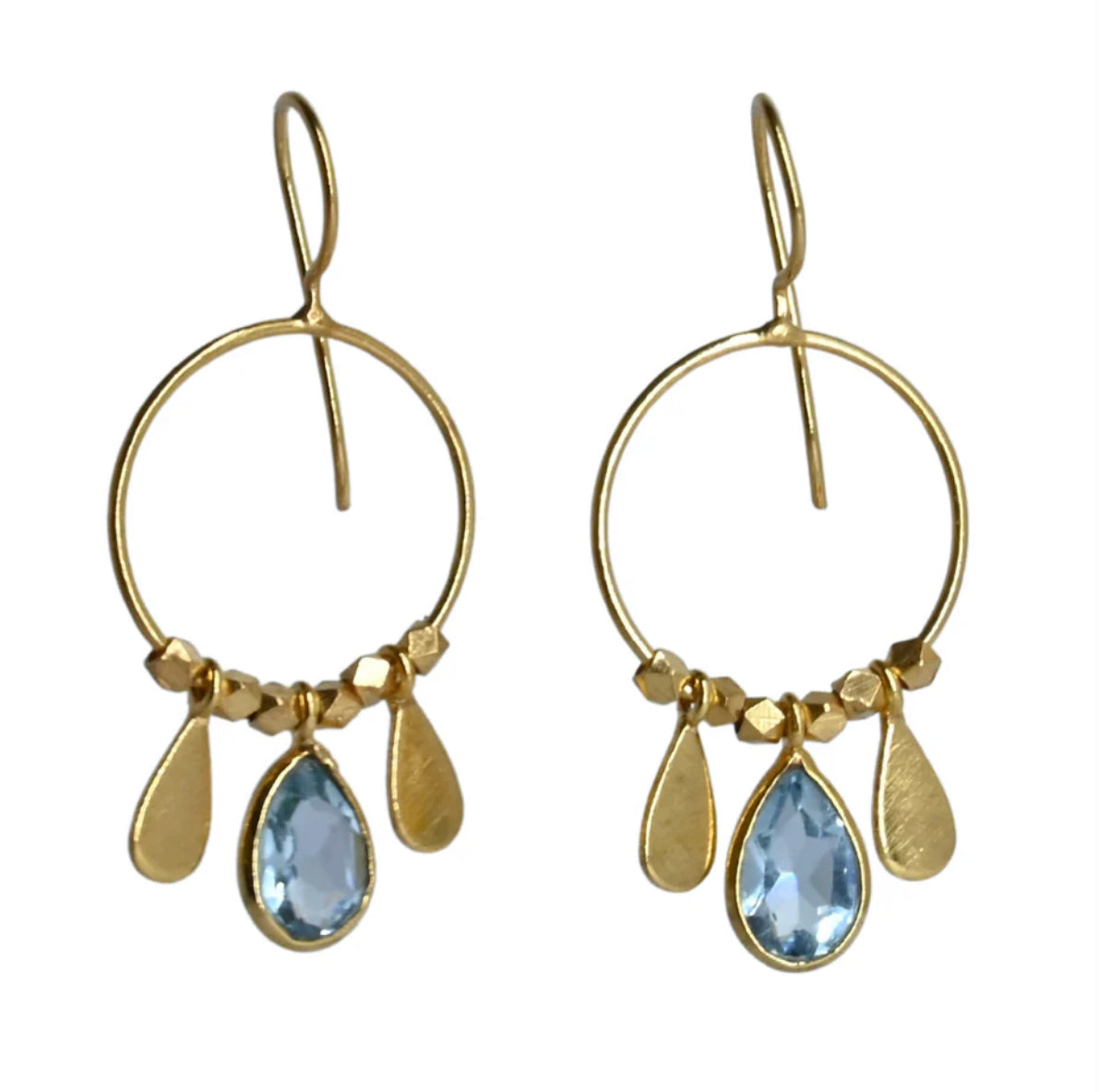 Euro Gold Gemstone Drop Earrings A266 (Various)