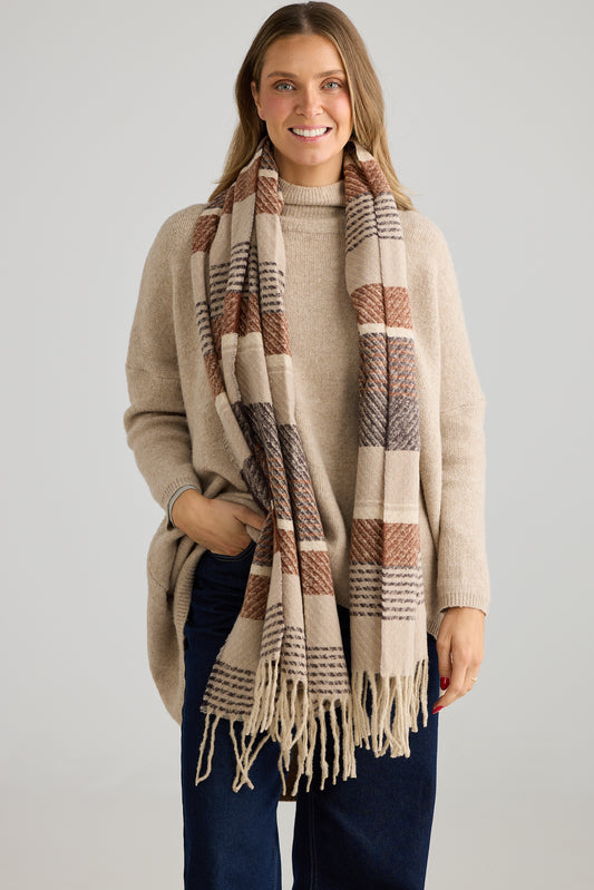 Green Bay Scarf in Brown Stripe