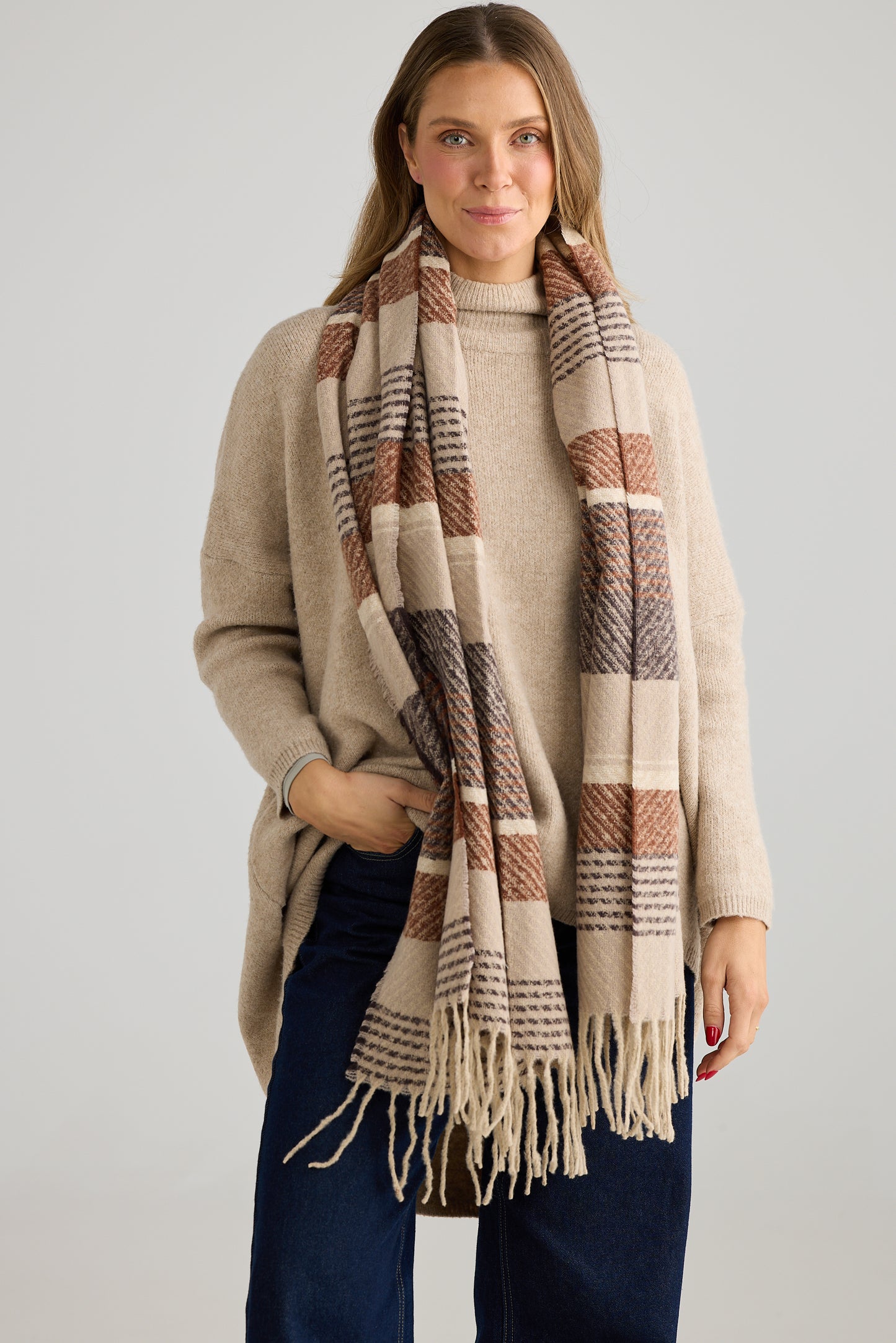 Green Bay Scarf in Brown Stripe