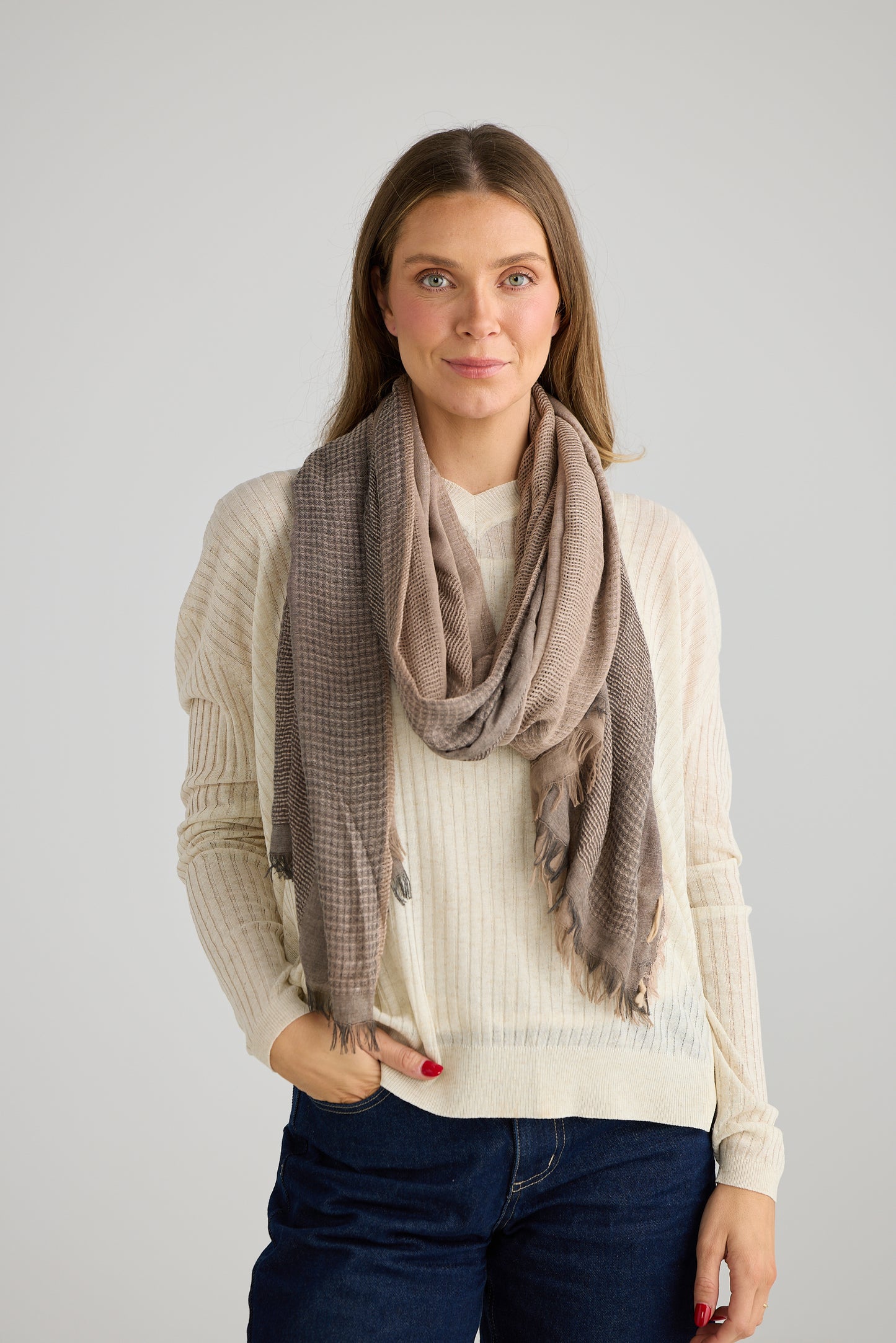 Santa Fe Scarf in Grey & Olive
