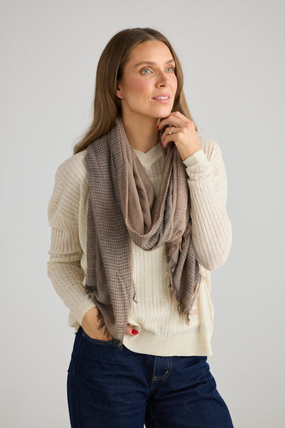 Santa Fe Scarf in Grey & Olive