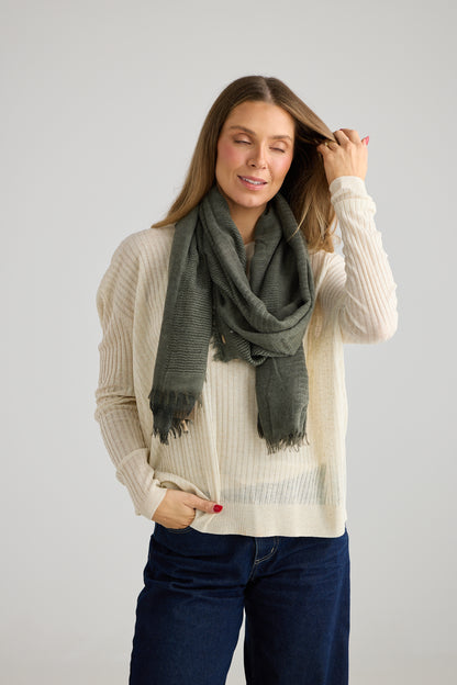 Santa Fe Scarf in Grey & Olive