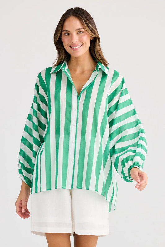 Cliffside Shirt in Green Stripe