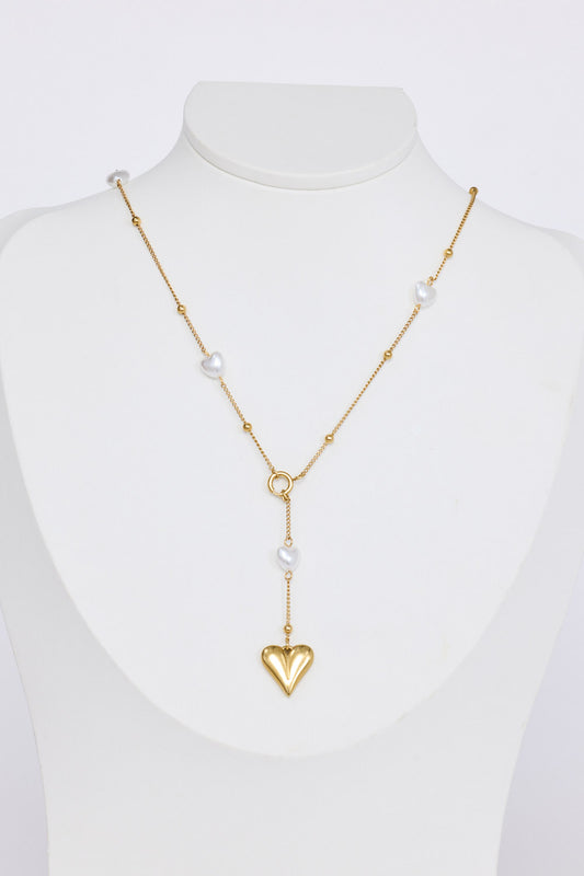 Moyra Heart Charm Necklace in Gold