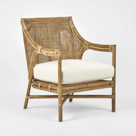 Havana Occasional Arm Chair Rattan Cream Cushion