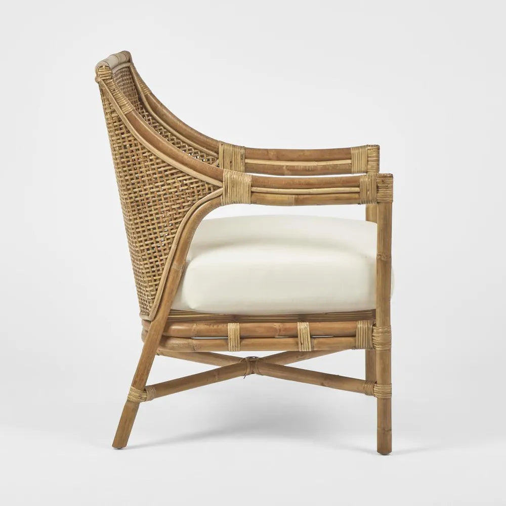 Havana Occasional Arm Chair Rattan Cream Cushion