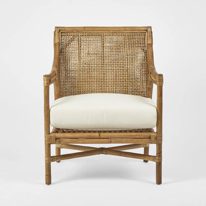 Havana Occasional Arm Chair Rattan Cream Cushion