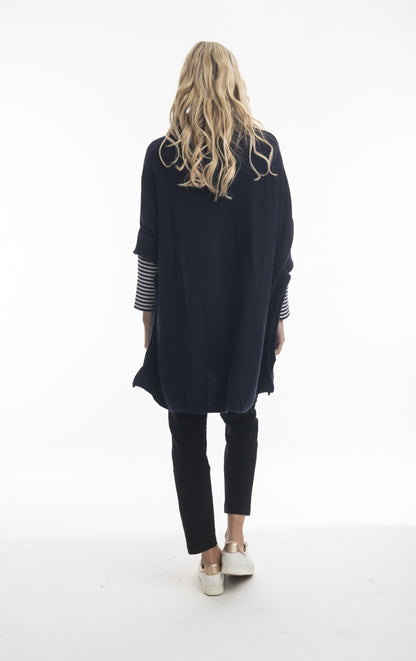 Poncho Cowl Neck Knit in Navy