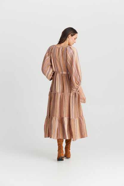 Wing And A Prayer Maxi Dress in Santal Stripe