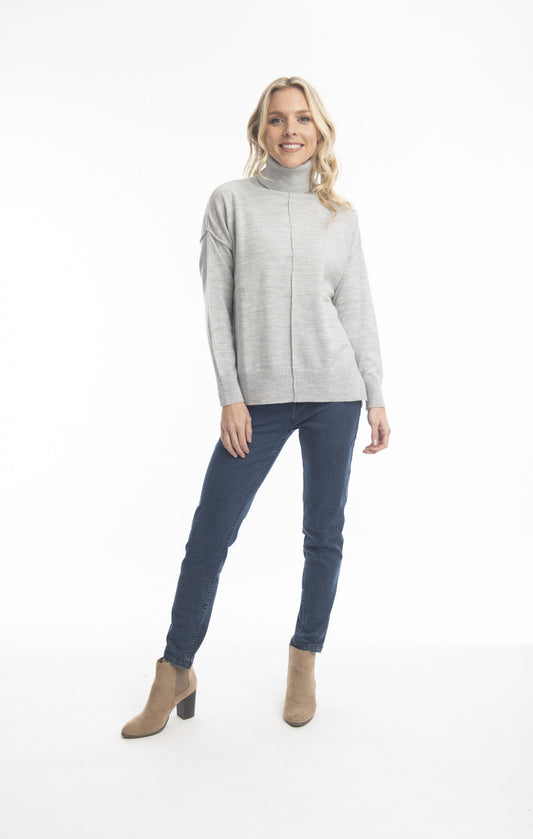 Alpaca Knits Cowl neck Jumper in Grey Melange