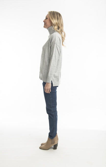 Alpaca Knits Cowl neck Jumper in Grey Melange