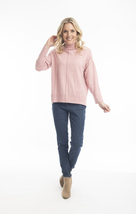 Alpaca Knits Cowl neck Jumper in Pale Pink