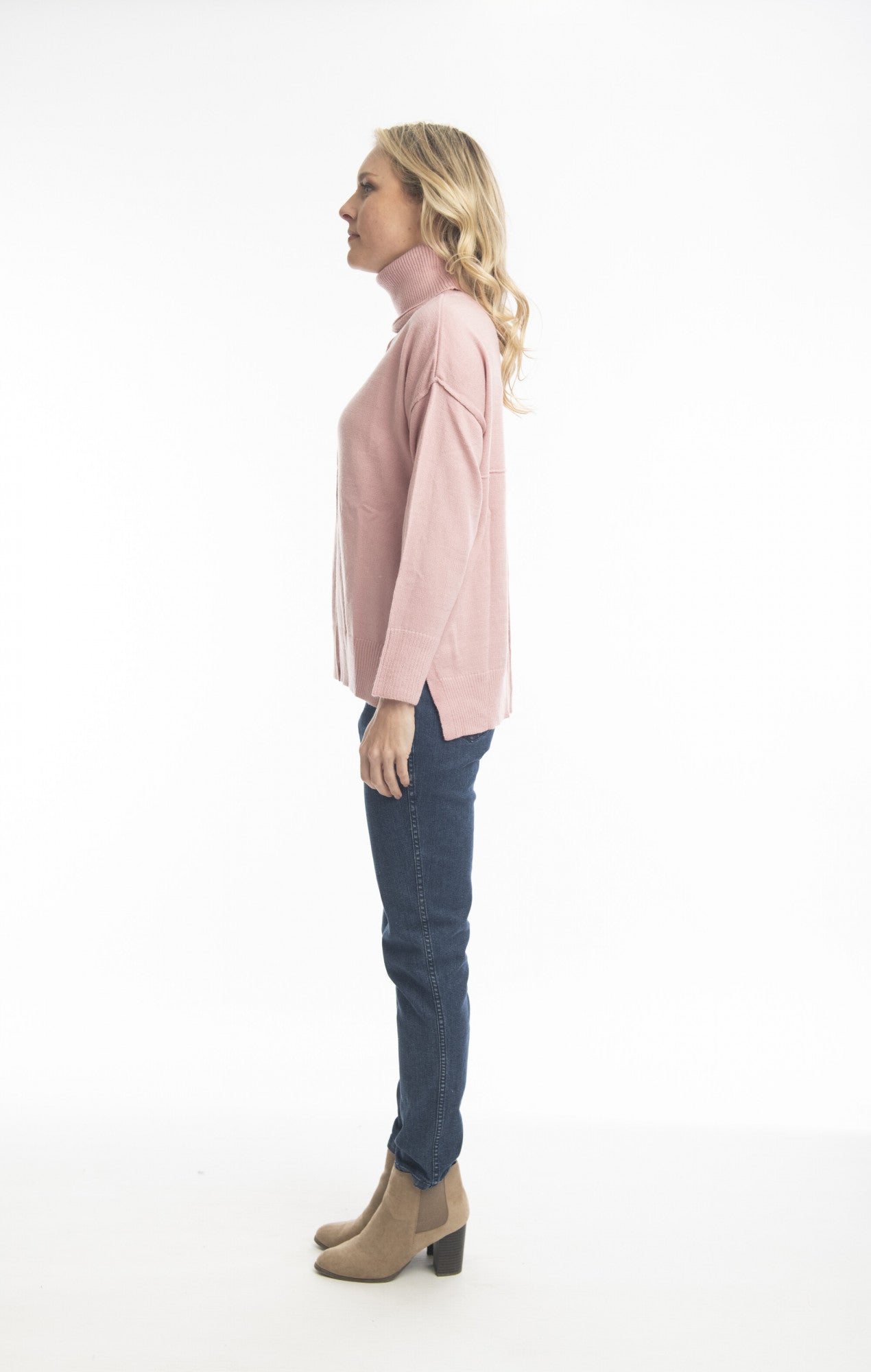 Alpaca Knits Cowl neck Jumper in Pale Pink