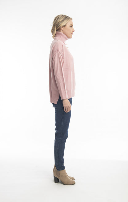 Alpaca Knits Cowl neck Jumper in Pale Pink