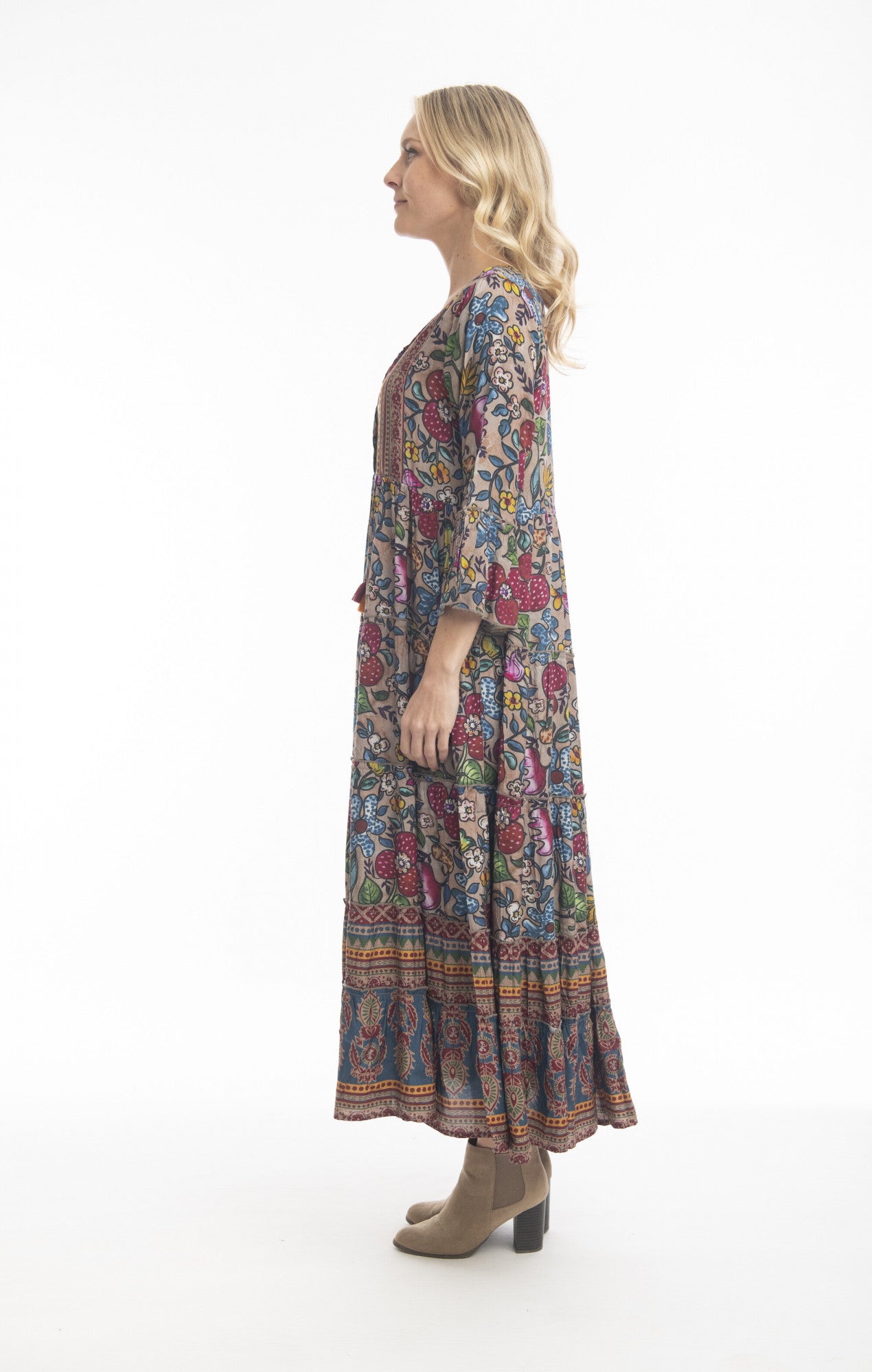 Ajrak Dress Maxi Layers in Print