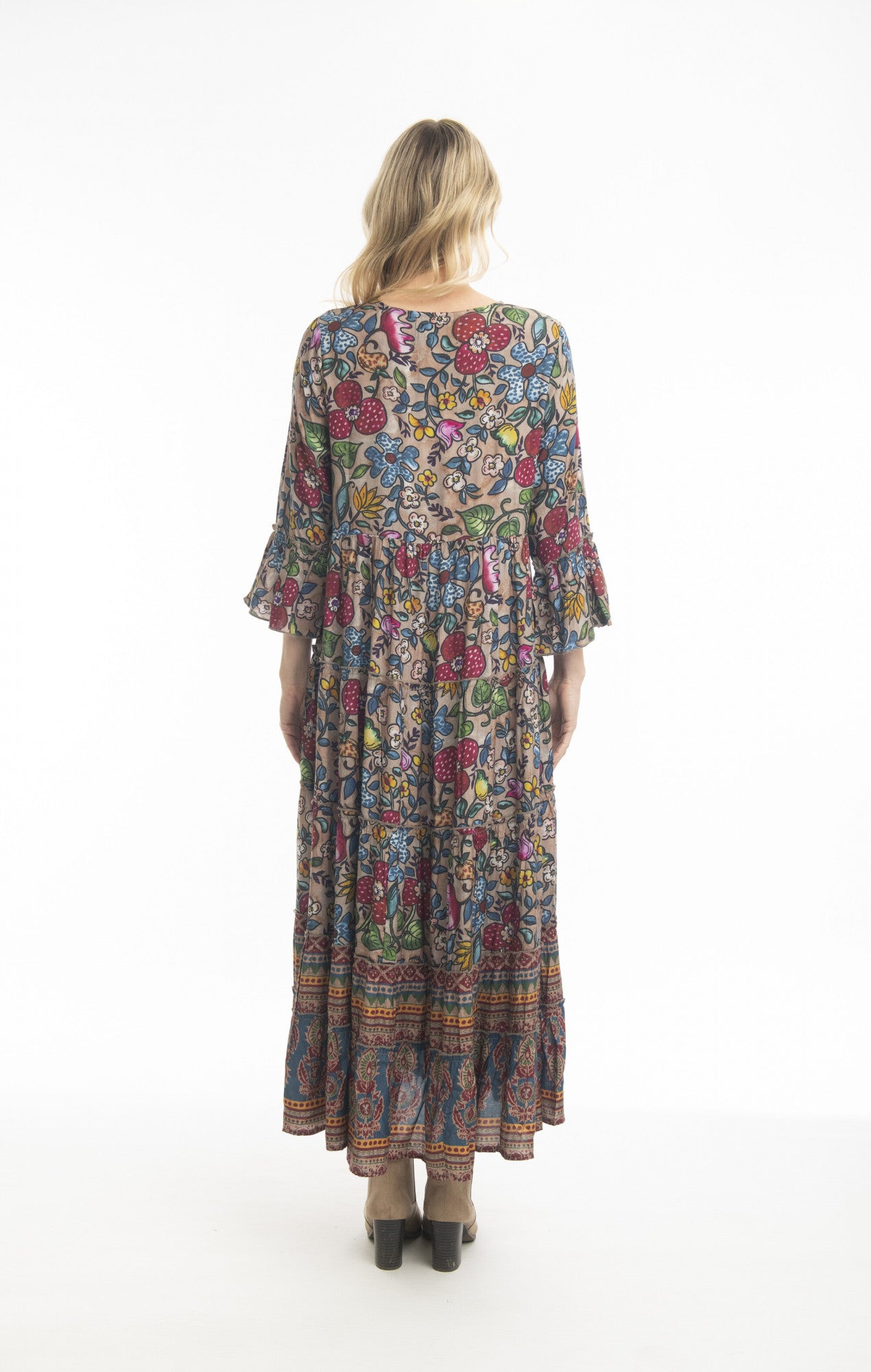 Ajrak Dress Maxi Layers in Print