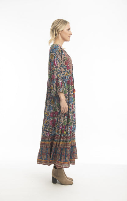 Ajrak Dress Maxi Layers in Print