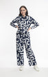Cord Printed Flared Trousers in Navy